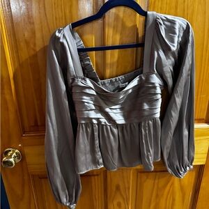 Abercrombie & Fitch Taupe Blouse with Square Neckline